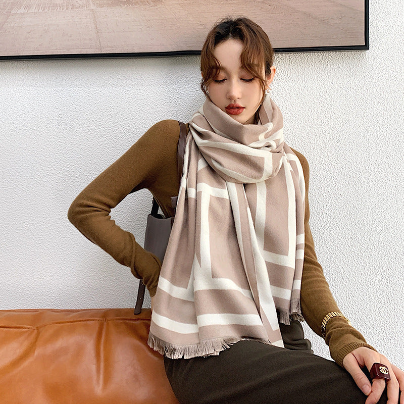 All-Match Imitated Cashmere Striped Scarf