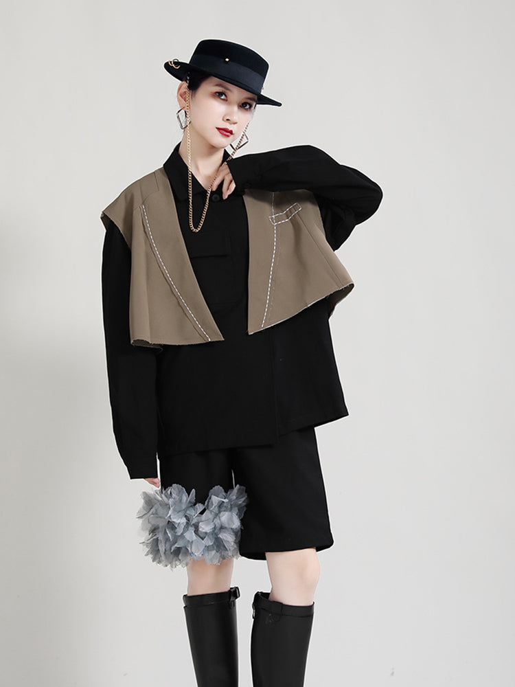 Casual Lapel Collar Irregular Design Long Sleeve Shirt