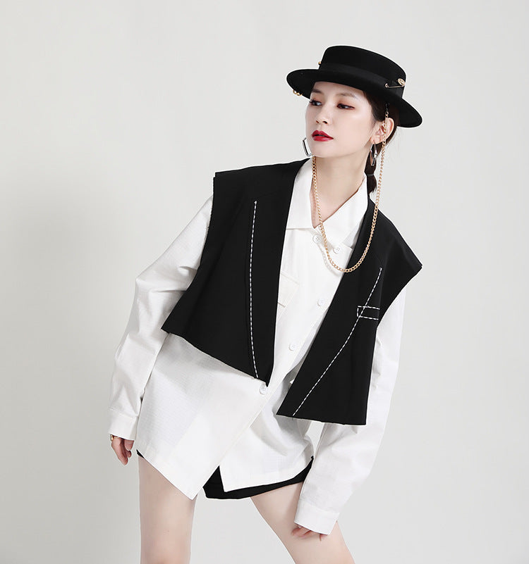 Casual Lapel Collar Irregular Design Long Sleeve Shirt