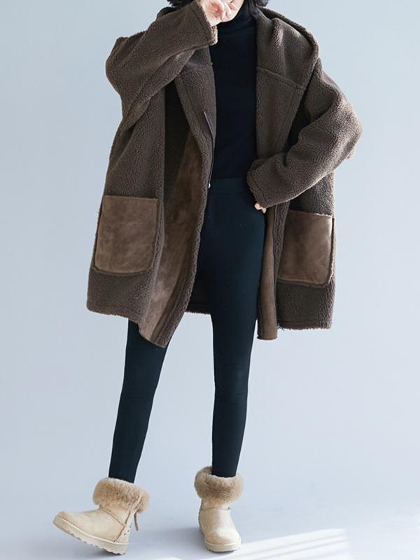 Loose Wool Hooded Coat