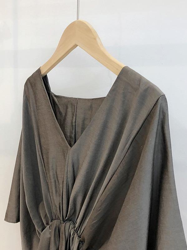 Loose Solid V-Neck Bat Sleeves Chiffon Shirt