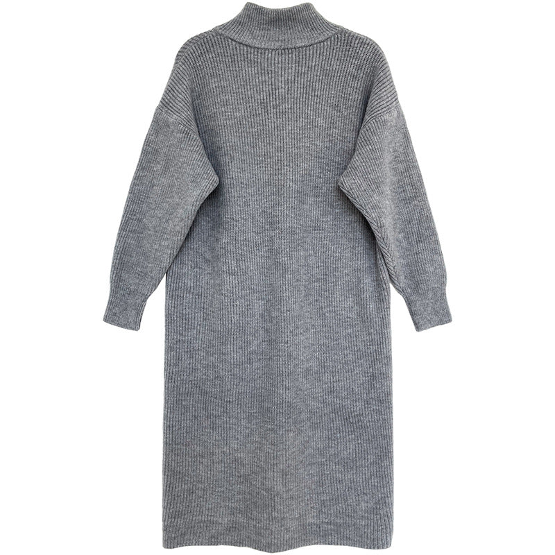 Retro Solid Thicken Knitted Midi Outwear