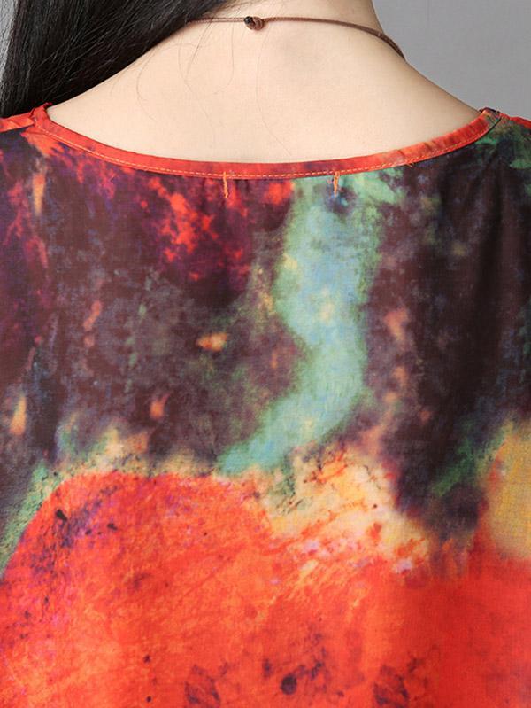 Chiffon Printed Sleeveless Split-side Long Dress