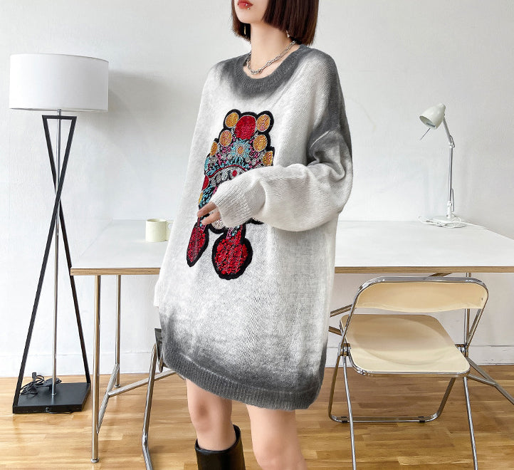 Loose Long Sleeve Casual Gradient Sweater