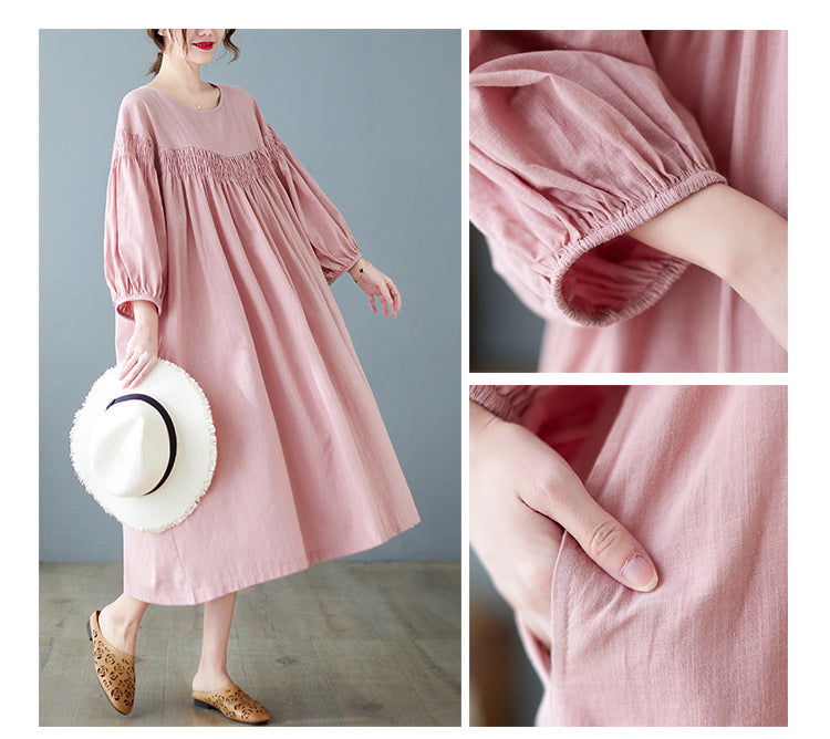 Loose Solid Color Midi Dress