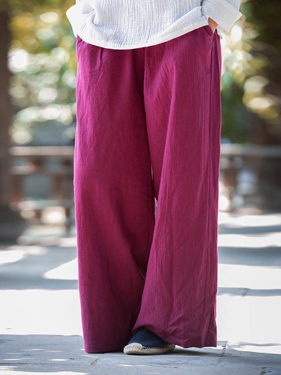 Loose Pure Color Comfortable Linen Pants