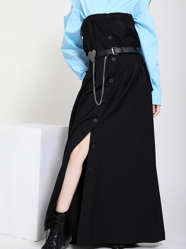 Off-The-Shoulder Black Solid Maxi Dress