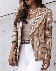 Classic Plaid Printed Blazer Outwear