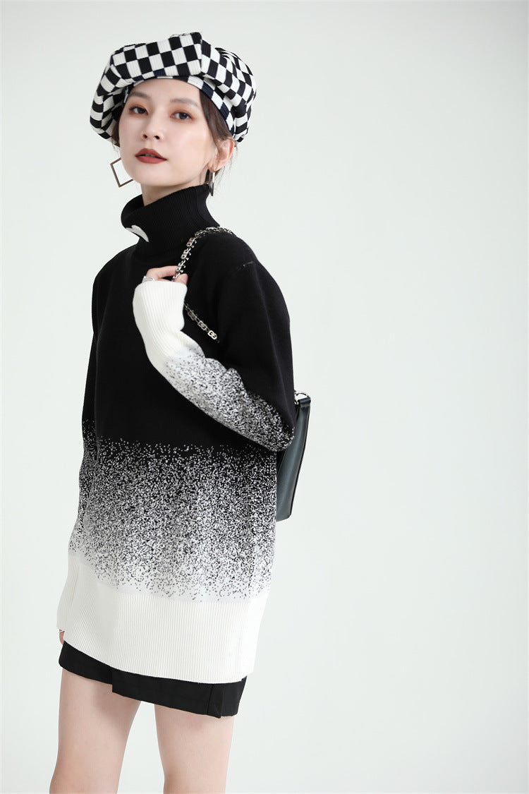 Original Design Gradient High-Neck Sweater