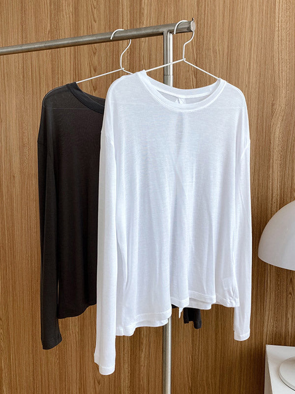Loose Solid Color Split-Back Comfortable Shirts