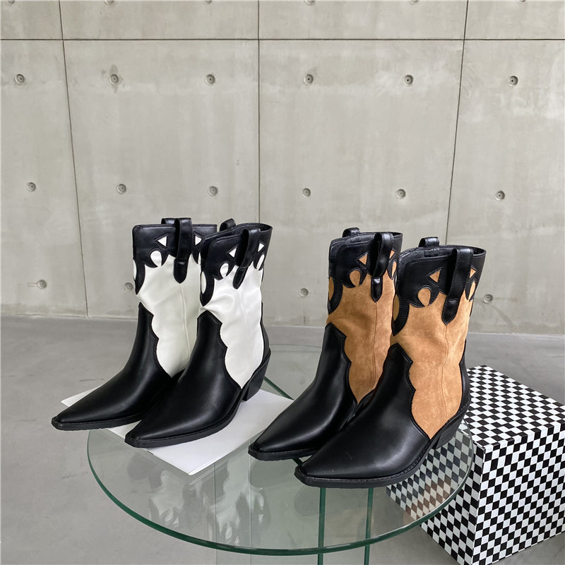 Totem Cowboy Boots Pointed Toe Motorcycle Boots