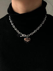 Simple Heart Pendant Link Necklace