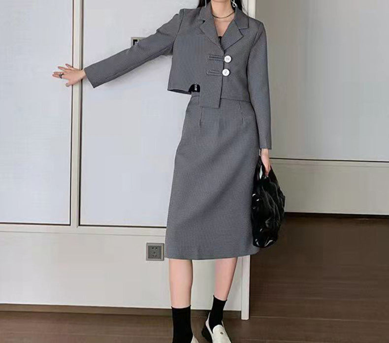 Urban Solid Color Blazer Collar Suit