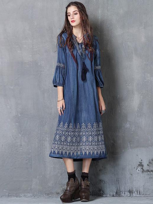 Vintage Oversize Embroidery Dress