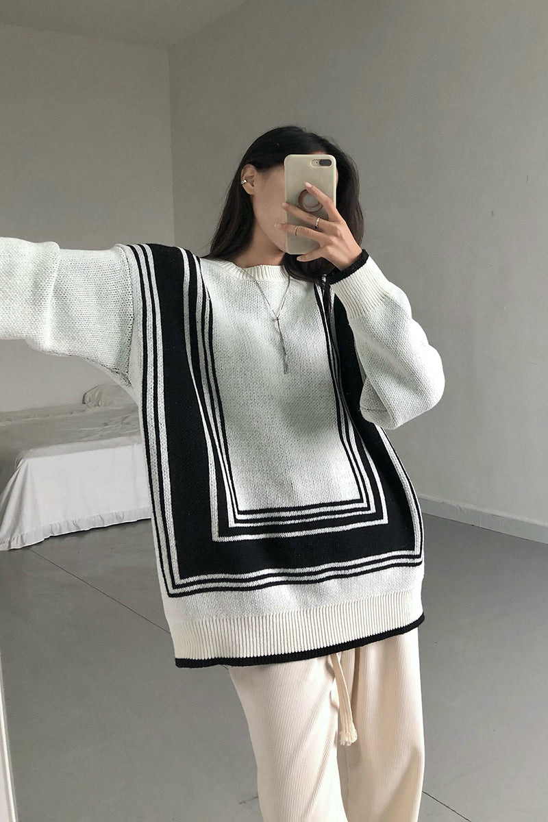 Casual Simple Geometric Pattern Sweater