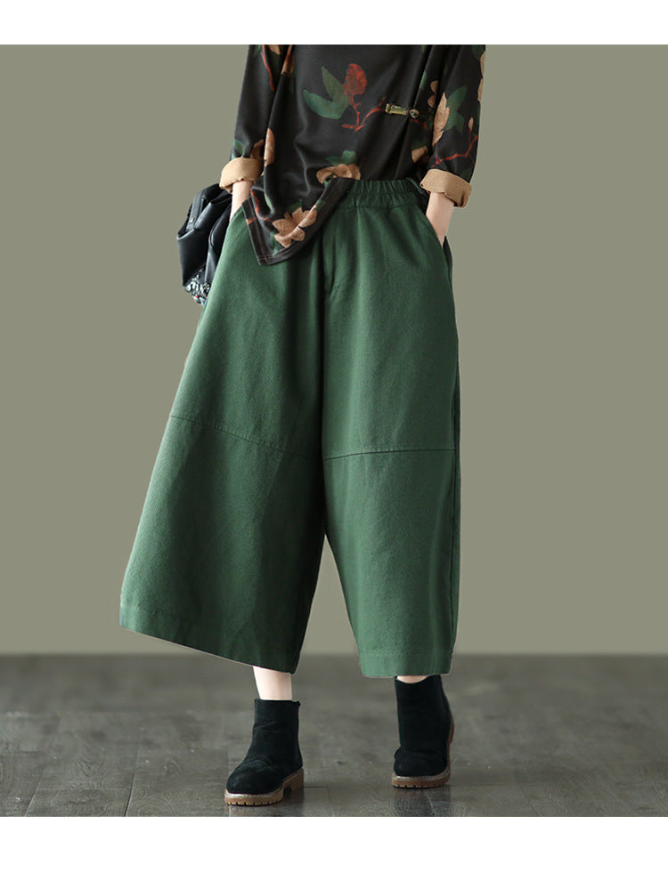 Retro Elastic Waist Loose Wide Leg Pants