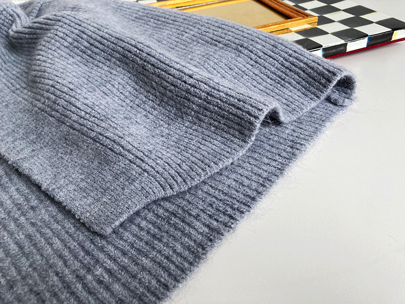 Retro Solid Thicken Knitted Midi Outwear