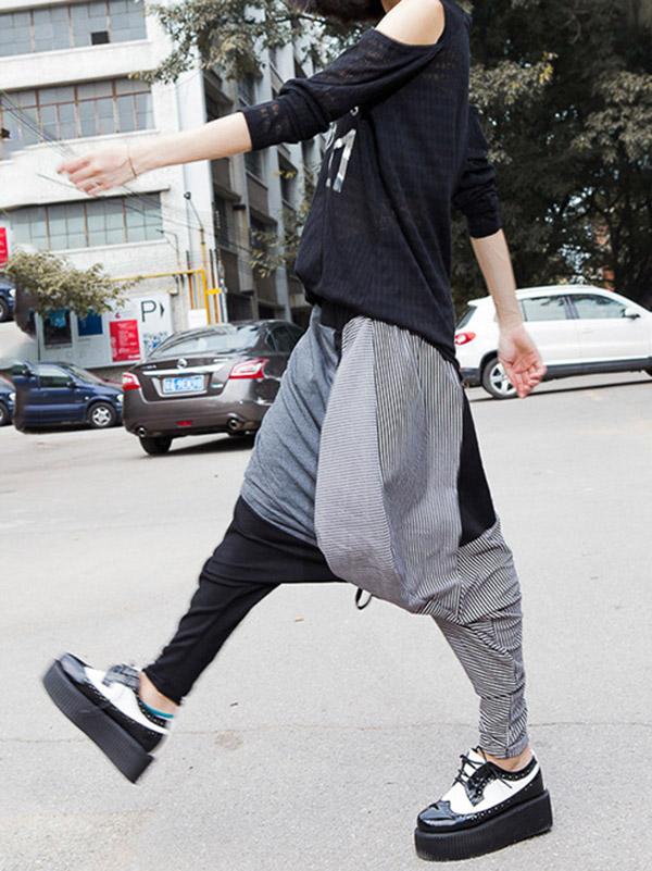 Split-joint Drop-crotch Casual Pants