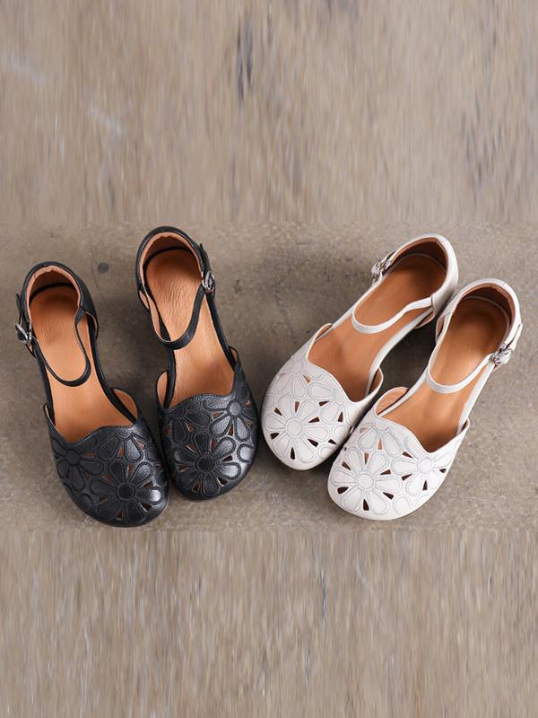 Original Solid Hollow Applique Sandals