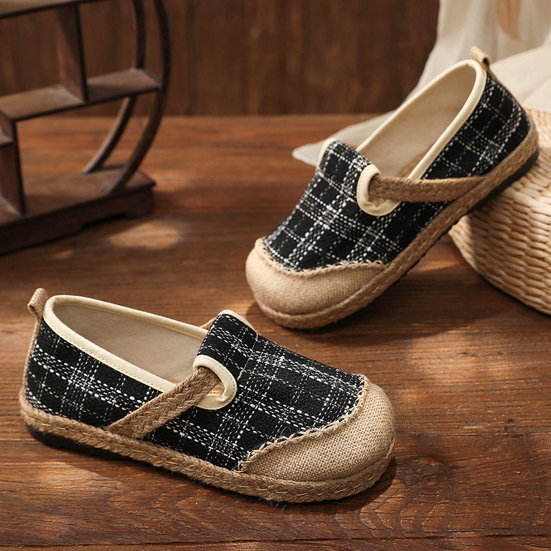 Plaid Retro Ethnic Big Toe Shoes