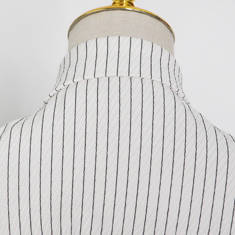 Casual Lapel Collar Striped Long Sleeve Shirt