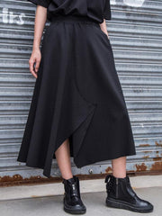 Casual A-Line Cropped Split-Front Skirt