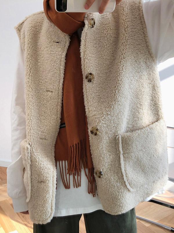 Casual Lamb Wool Vest Top