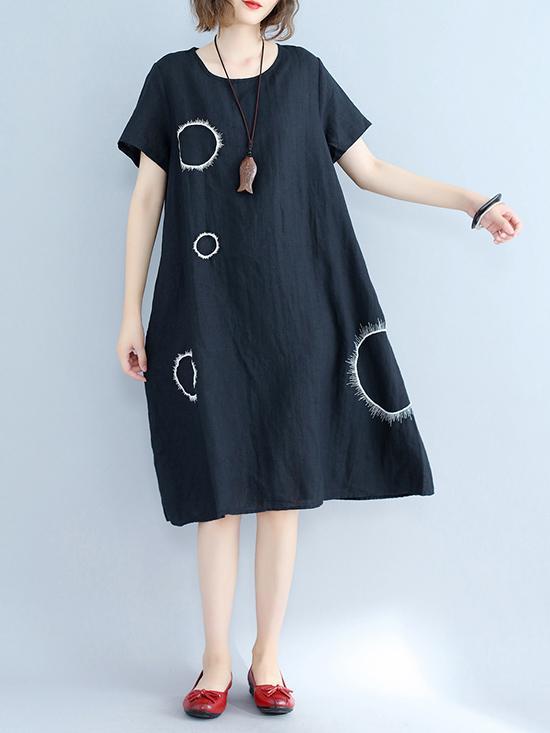 Irregularity Circle Cotton Shirt Dress