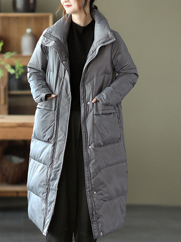 Mid-Length Stand Collar Padded Coat