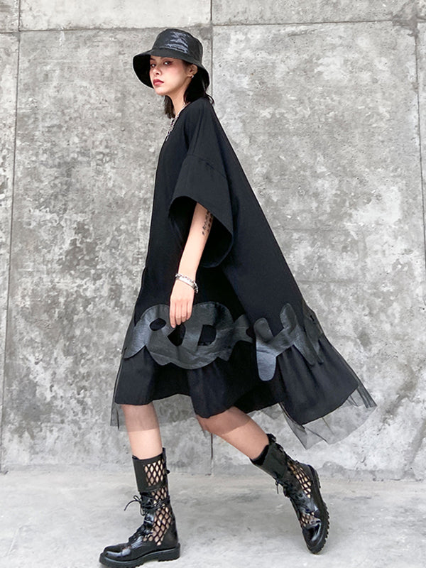 Women Stitching Printed Casual Loose Dress