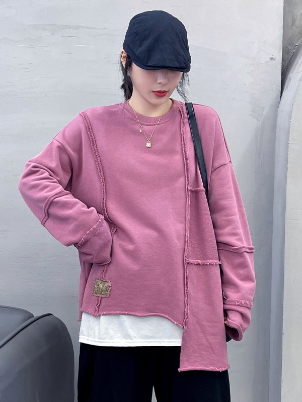 Rough Stitching Irregular Loose Hoodie