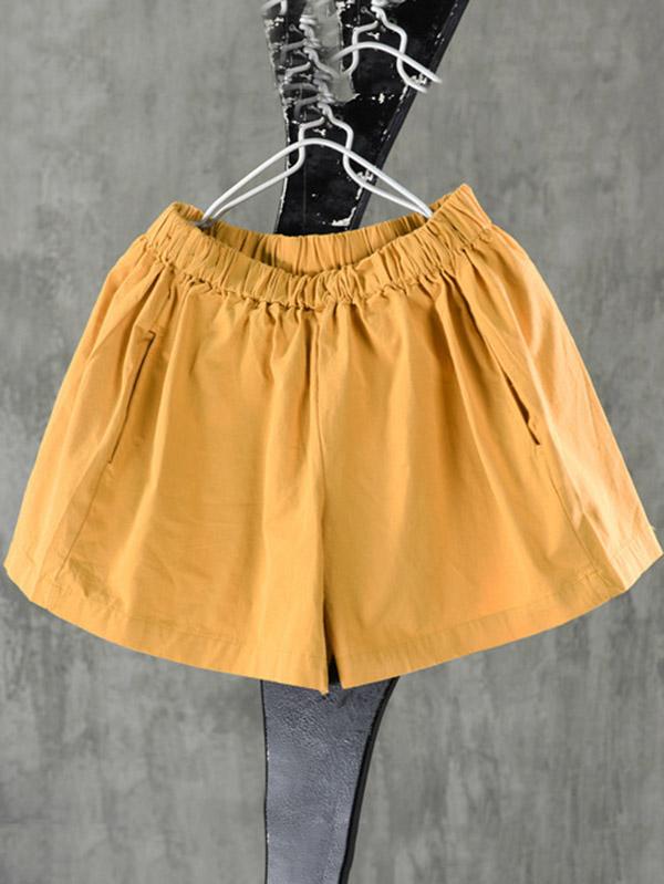 Artistic Retro Solid Wide Leg Shorts