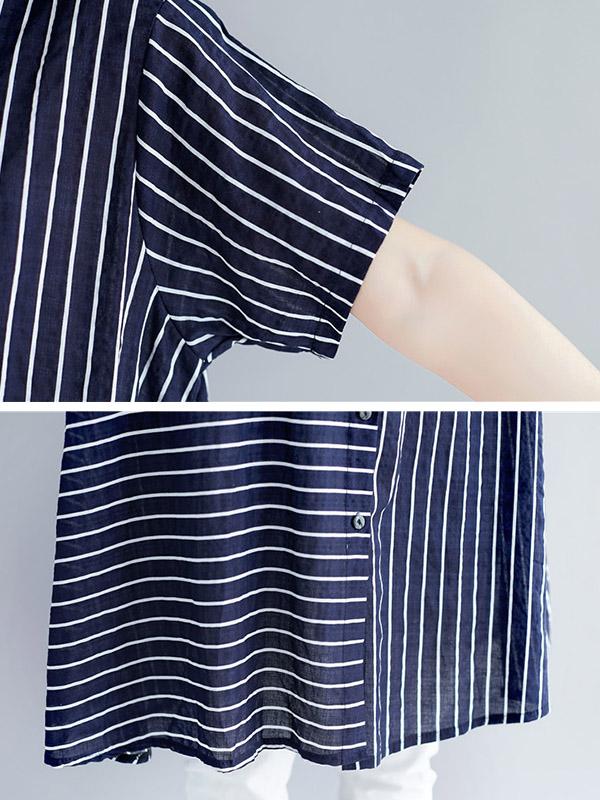 Loose Asymmetric Vintage Stripe Shirt