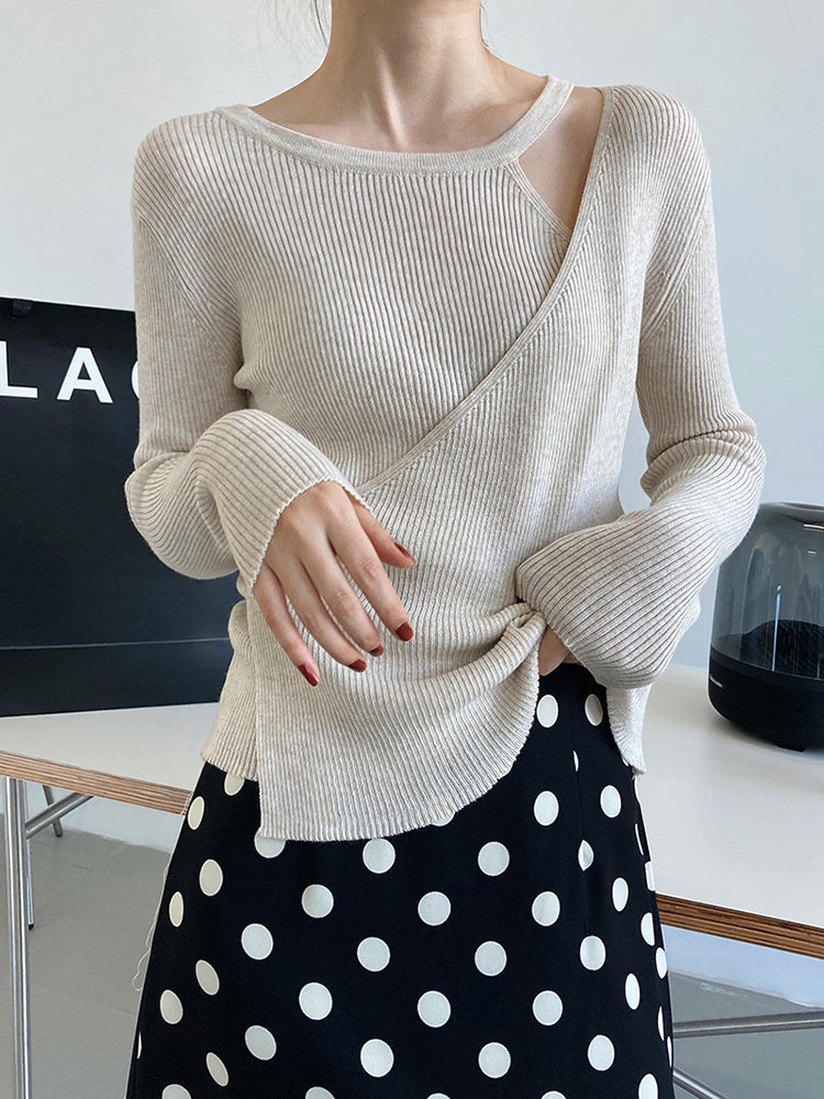 Hollow Strapless Halterneck Chic Knitted Sweatertop