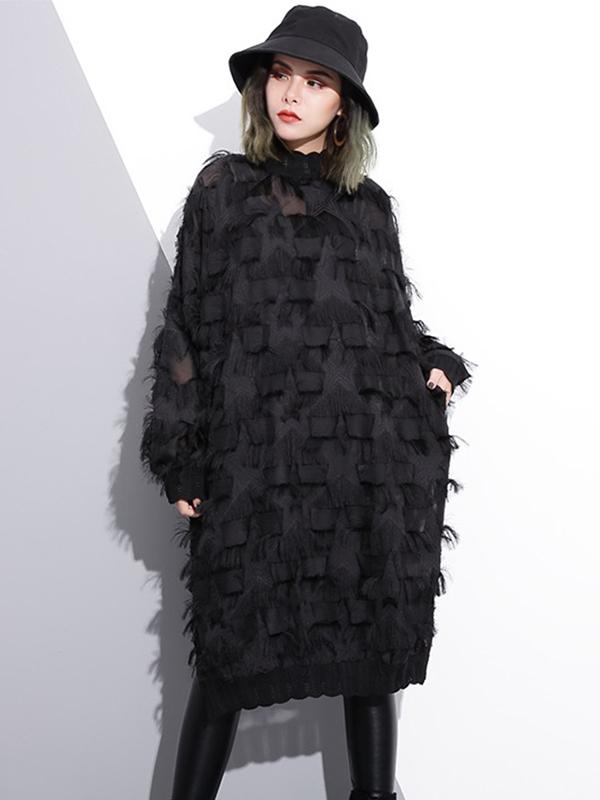 Plus Size Fuzzy Loose Midi Dresses