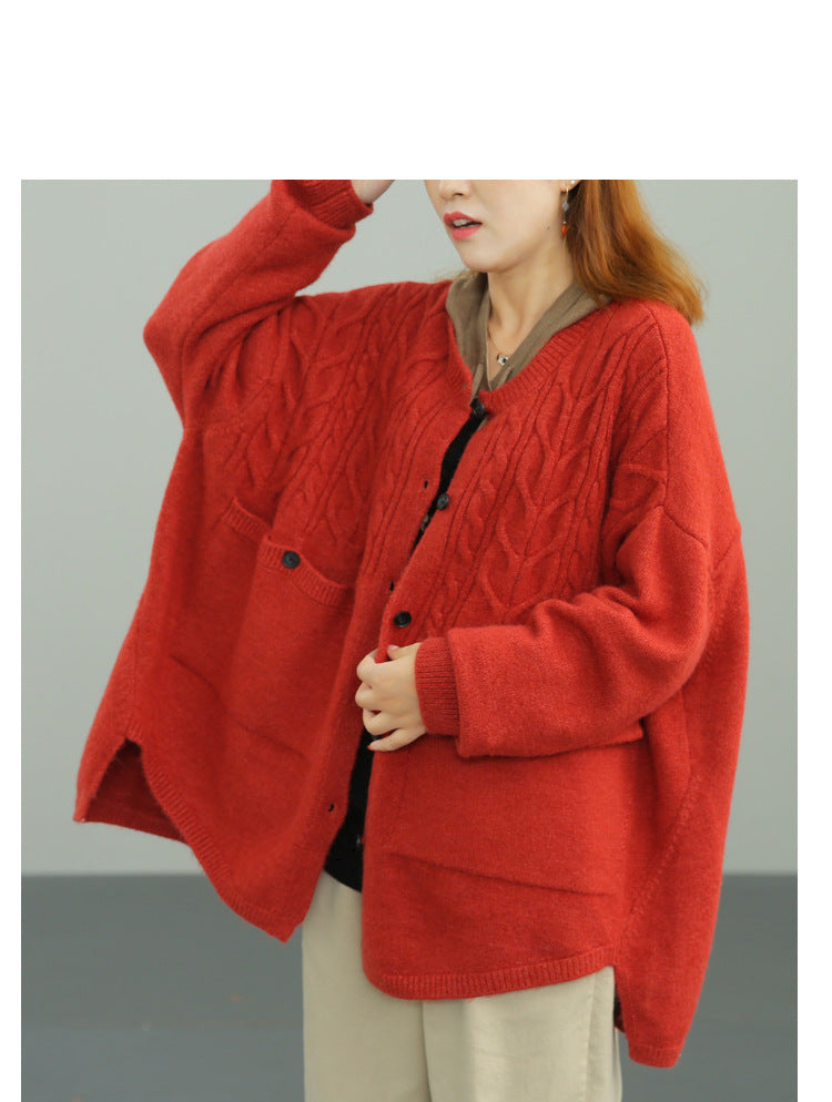 Casual Loose Solid Color Sweater Coat