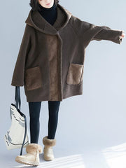 Loose Wool Hooded Coat