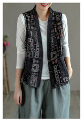 Retro Ethnic Printed Splicing Waistcoat