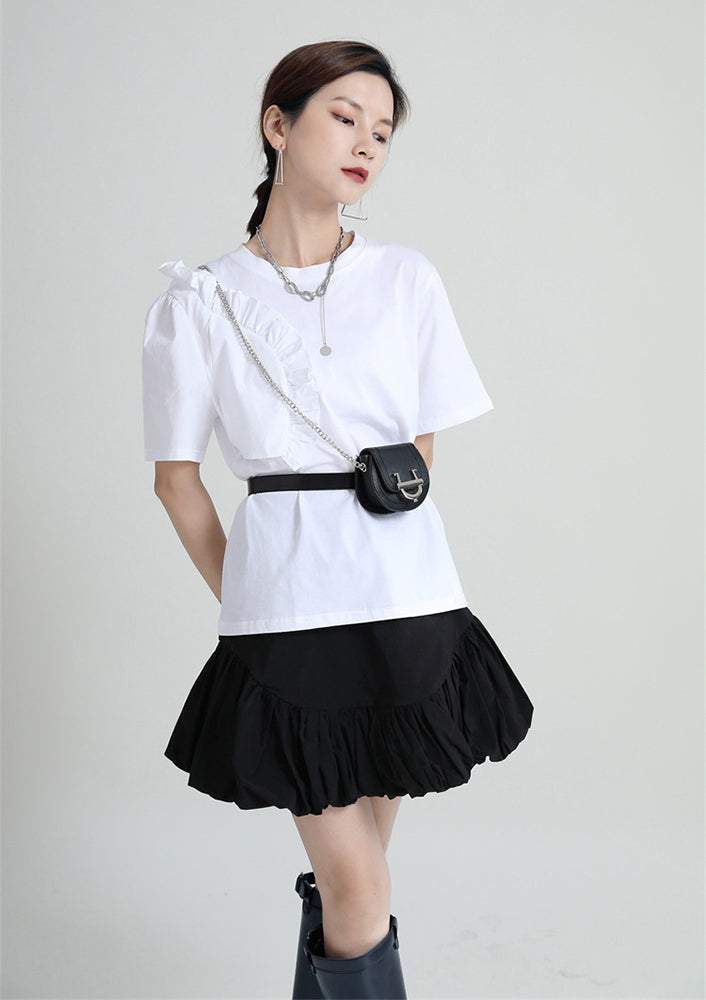 Solid Color Loose Round Neck Short Sleeve T-Shirt