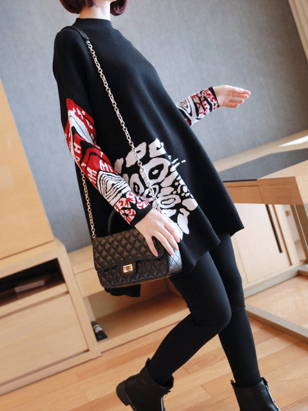 Women Pullover Print Casual Sweater