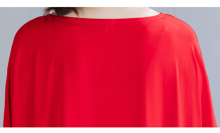 Retro Solid Color Loose Temperament Long Midi Dress