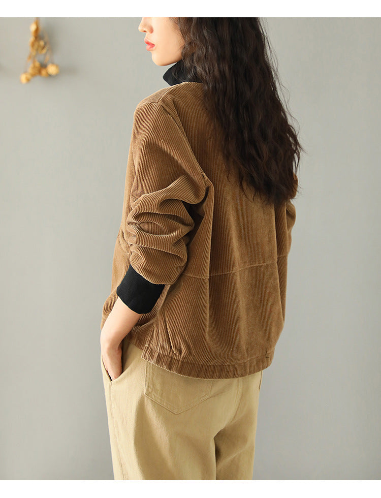 Women High Collar Casual Plus Velvet Solid Color Sweatshirt