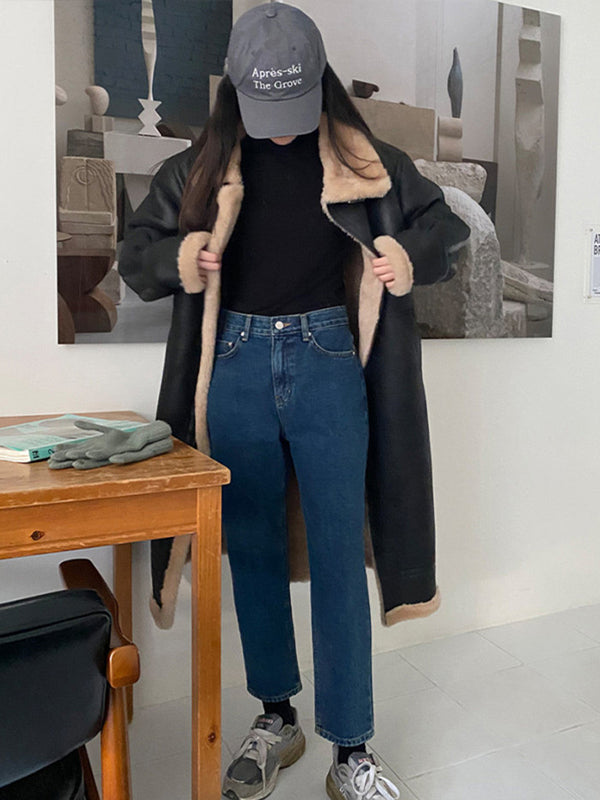 Retro Stand Collar Zipper Loose Long Casual Coat