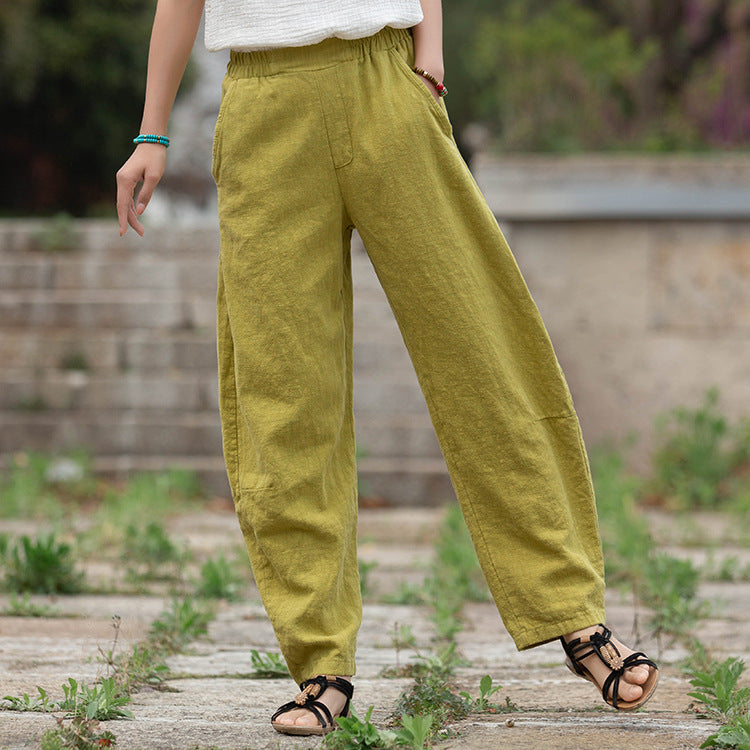 Retro Wide-Leg Pants With Elastic Waist