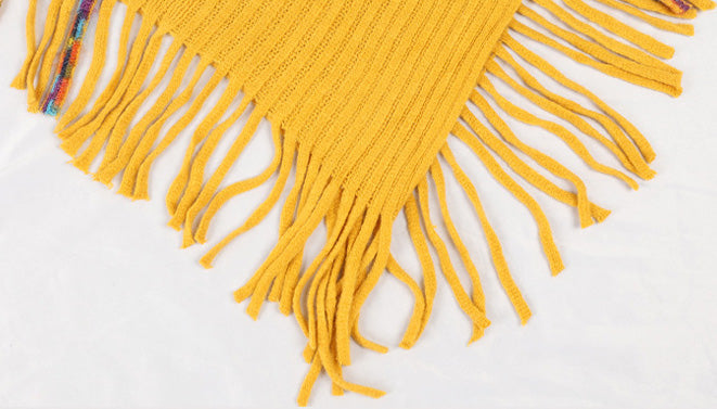 Colorful Tassel Knitted Round-Neck Shawl Sweater