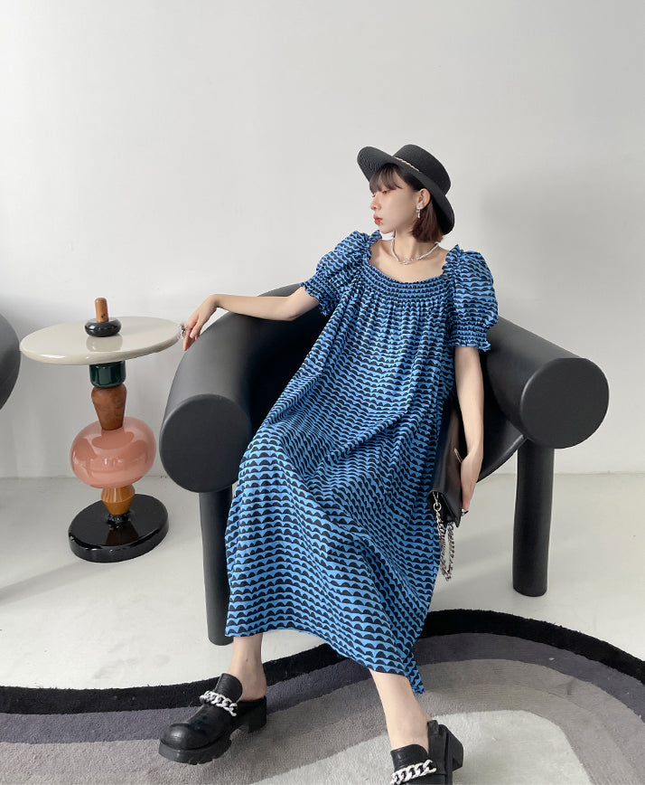 Summer Puff Sleeves Square Neck Maxi Dress