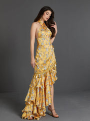 Levana Halterneck Floral Maxi Dress