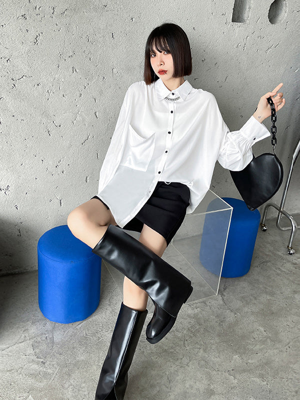 Casual Loose Irregular Solid Color Shirt