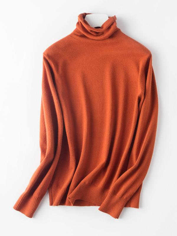 Solid Color High Collar Knitting Sweater