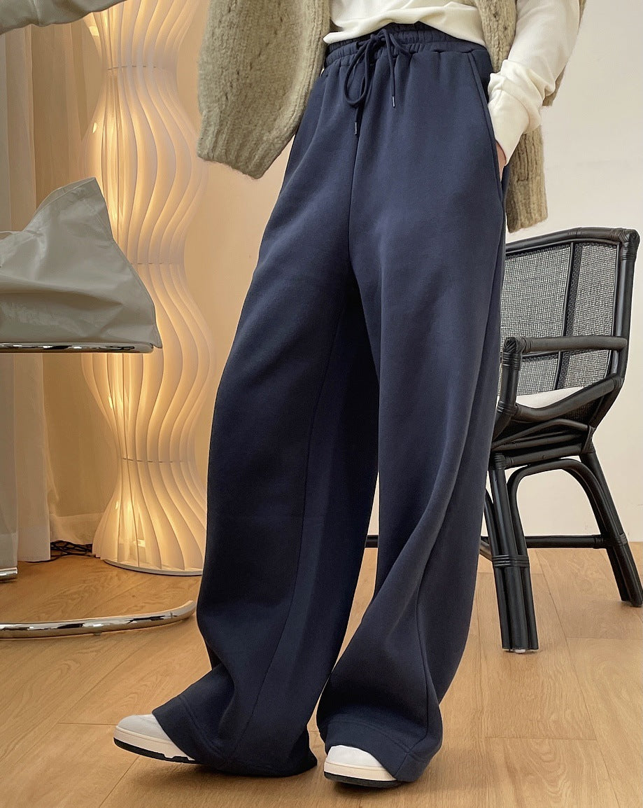 Loose Urban Solid Color Wide-Leg Pants